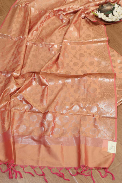 Orange Banarasi Soft Silk Three Piece Suit Set - Luxurion World