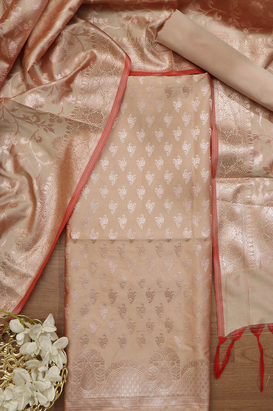 Pastel Banarasi Soft Silk Three Piece Suit Set - Luxurion World