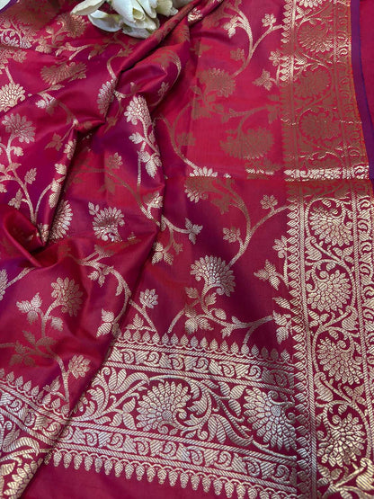 Elegant Maroon Banarasi Silk Suit Set - Luxurion World