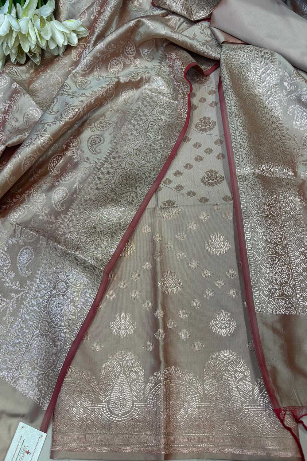 Pastel Banarasi Silk Suit Set - Luxurion World