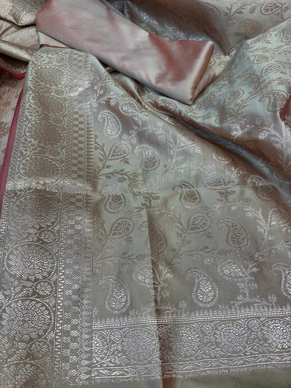 Pastel Banarasi Silk Suit Set - Luxurion World