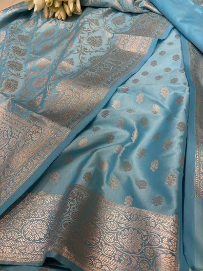 Blue Banarasi Silk Suit Set - Elegant and Timeless - Luxurion World