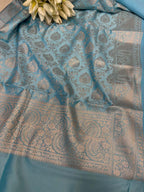 Blue Banarasi Silk Suit Set - Elegant and Timeless - Luxurion World
