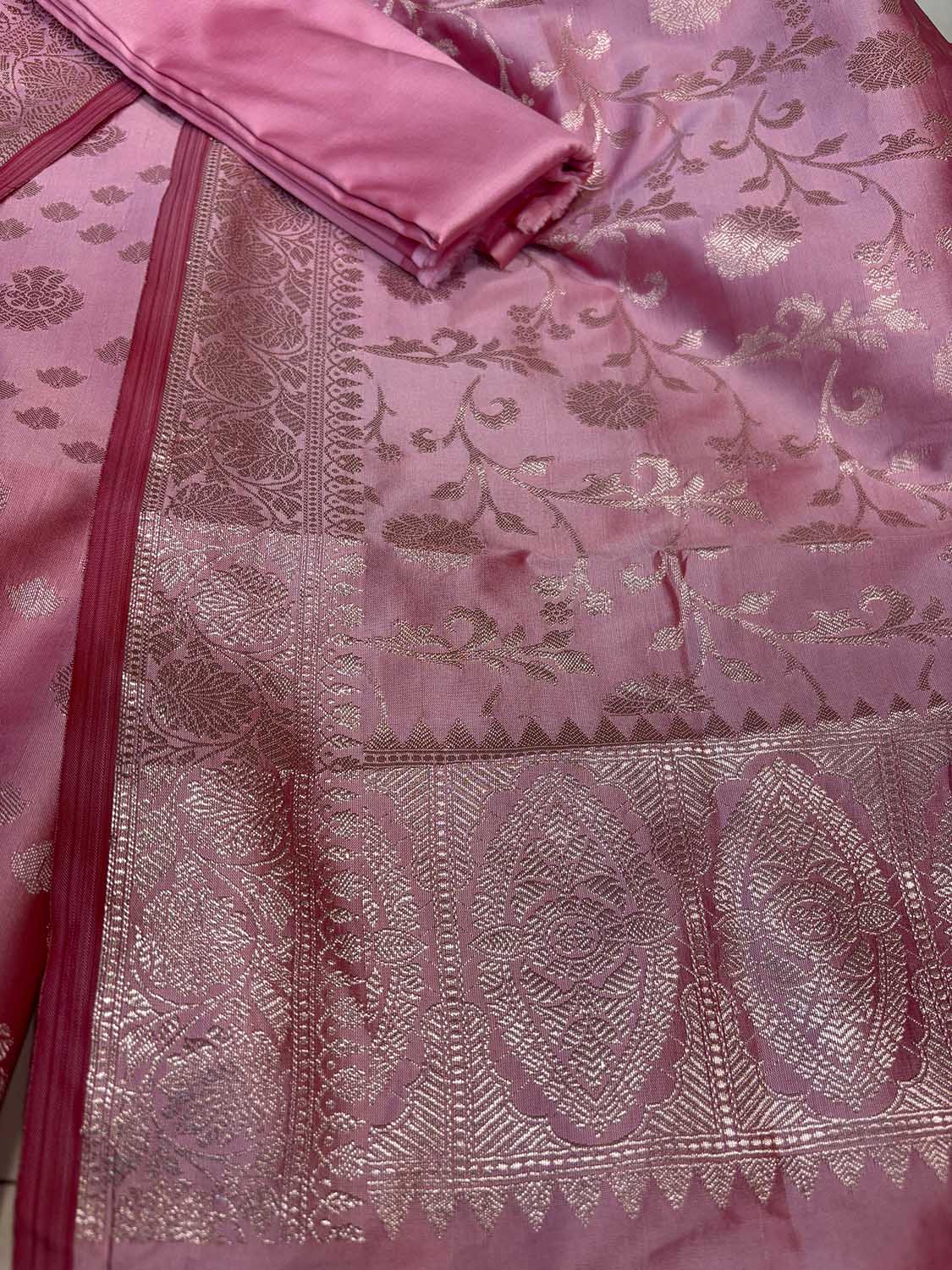 Stunning Pink Banarasi Silk Suit Set - Luxurion World