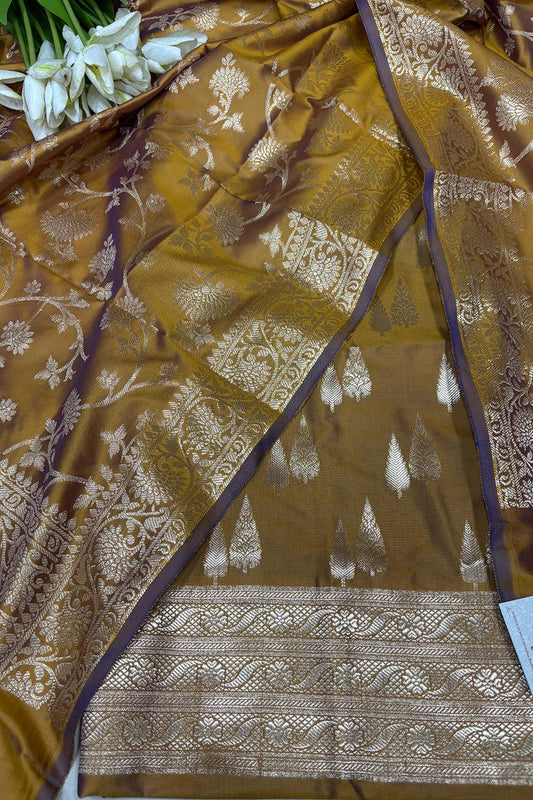 Mustard Yellow Banarasi Silk Suit Set - Luxurion World