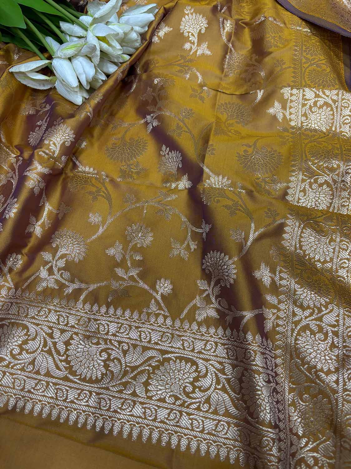 Mustard Yellow Banarasi Silk Suit Set - Luxurion World