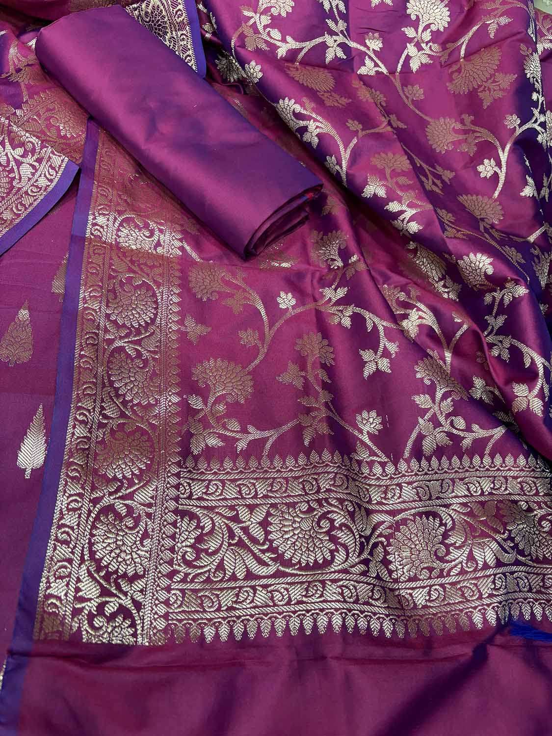 Elegant Purple Banarasi Silk Suit Set - Luxurion World