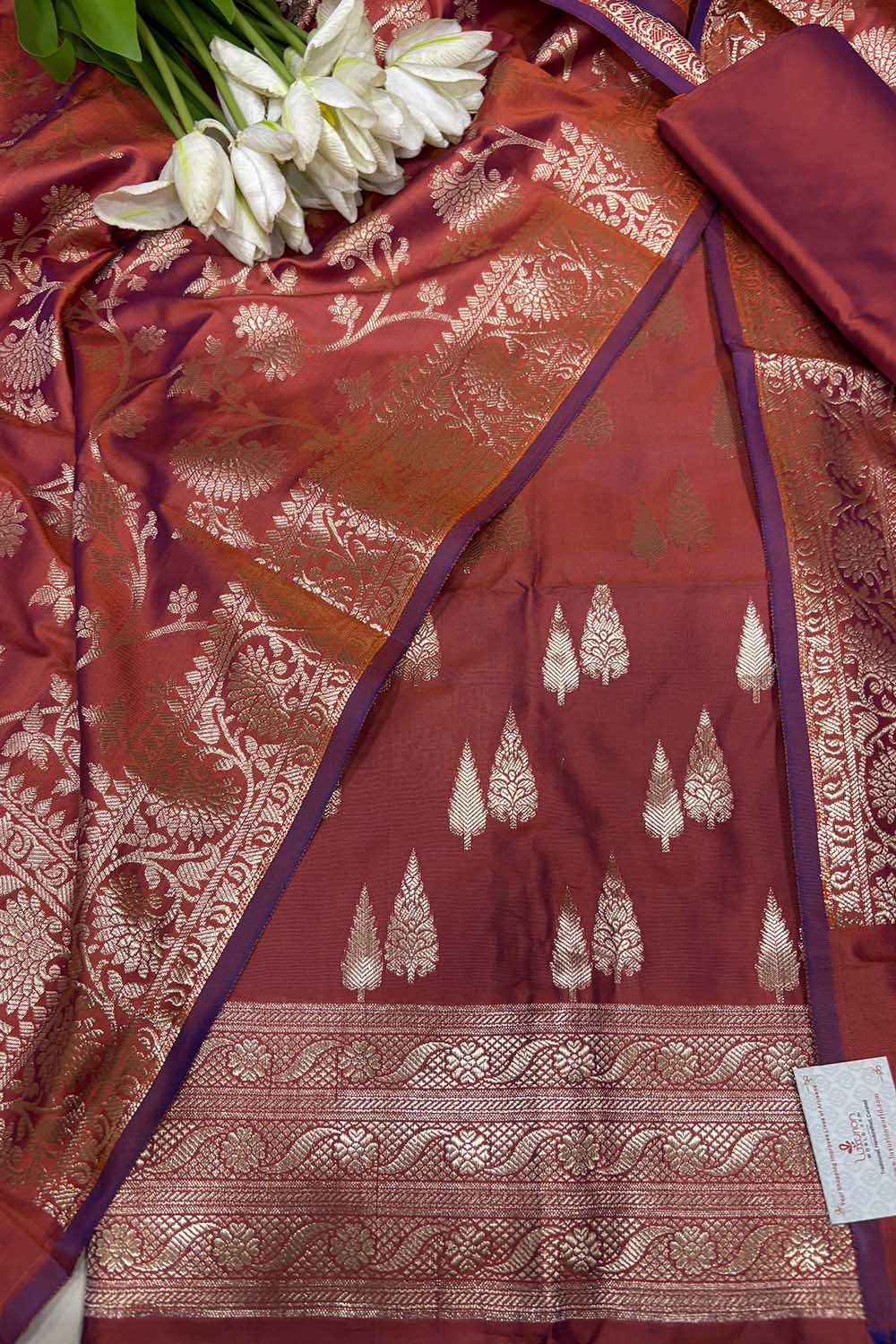 Elegant Brown Banarasi Silk Suit Set - Luxurion World