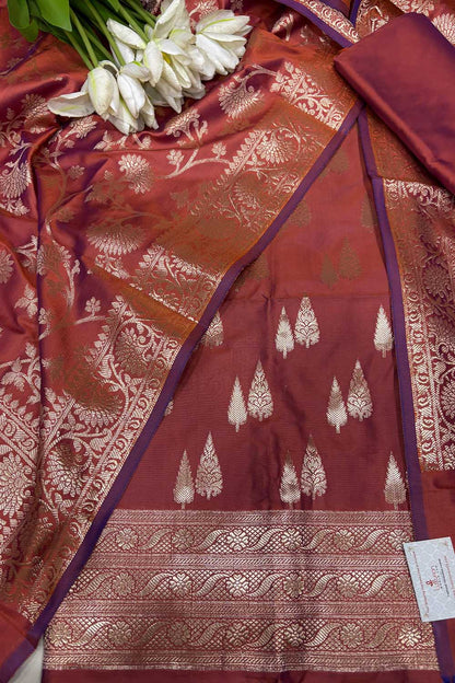 Elegant Brown Banarasi Silk Suit Set - Luxurion World