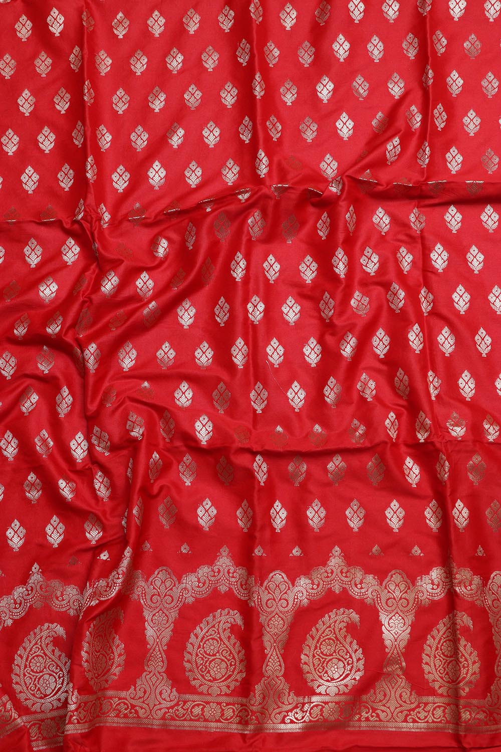 Stunning Red Banarasi Silk Three Piece Unstitched Suit Set - Luxurion World