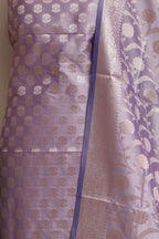 Elegant Purple Banarasi Silk Three Piece Unstitched Suit Set - Luxurion World