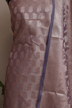 Elegant Purple Banarasi Silk Three Piece Unstitched Suit Set - Luxurion World
