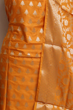Elegant Orange Banarasi Silk Three Piece Unstitched Suit Set - Luxurion World