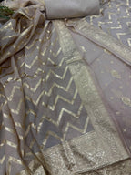 Pastel Banarasi Chanderi Silk Unstitched Suit Set — Festive