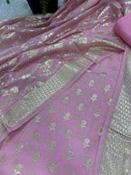 Pink Banarasi Chanderi Silk Unstitched Suit Set — Artisan Weave, Bridal