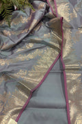 Grey Banarasi Silk Unstitched Suit Set — Loom-Crafted, Occasion Wear