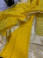 Yellow Banarasi Cotton Suit With Yellow Chanderi Silk Dupatta —  Festive