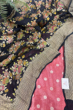 Peach Banarasi Tissue Silk Booti Suit With Black Georgette Dupatta — Handwoven