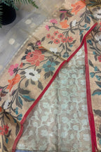 Golden Banarasi Tissue Silk Suit With Golden Kota Tissue Dupatta — Paithani Border