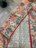 Golden Banarasi Tissue Silk Suit With Golden Kota Tissue Dupatta — Paithani Border