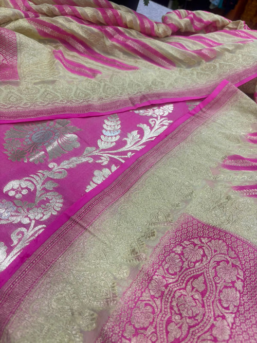 IS4B1GF226071316 Pink Banarasi Silk Suit With Pink Banarasi Pure Georgette Dupatta