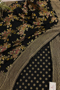 Black Banarasi Georgette Suit With Black Brush Dye Pure Georgette Dupatta — Handwoven