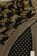 Black Banarasi Georgette Suit With Black Brush Dye Pure Georgette Dupatta — Handwoven