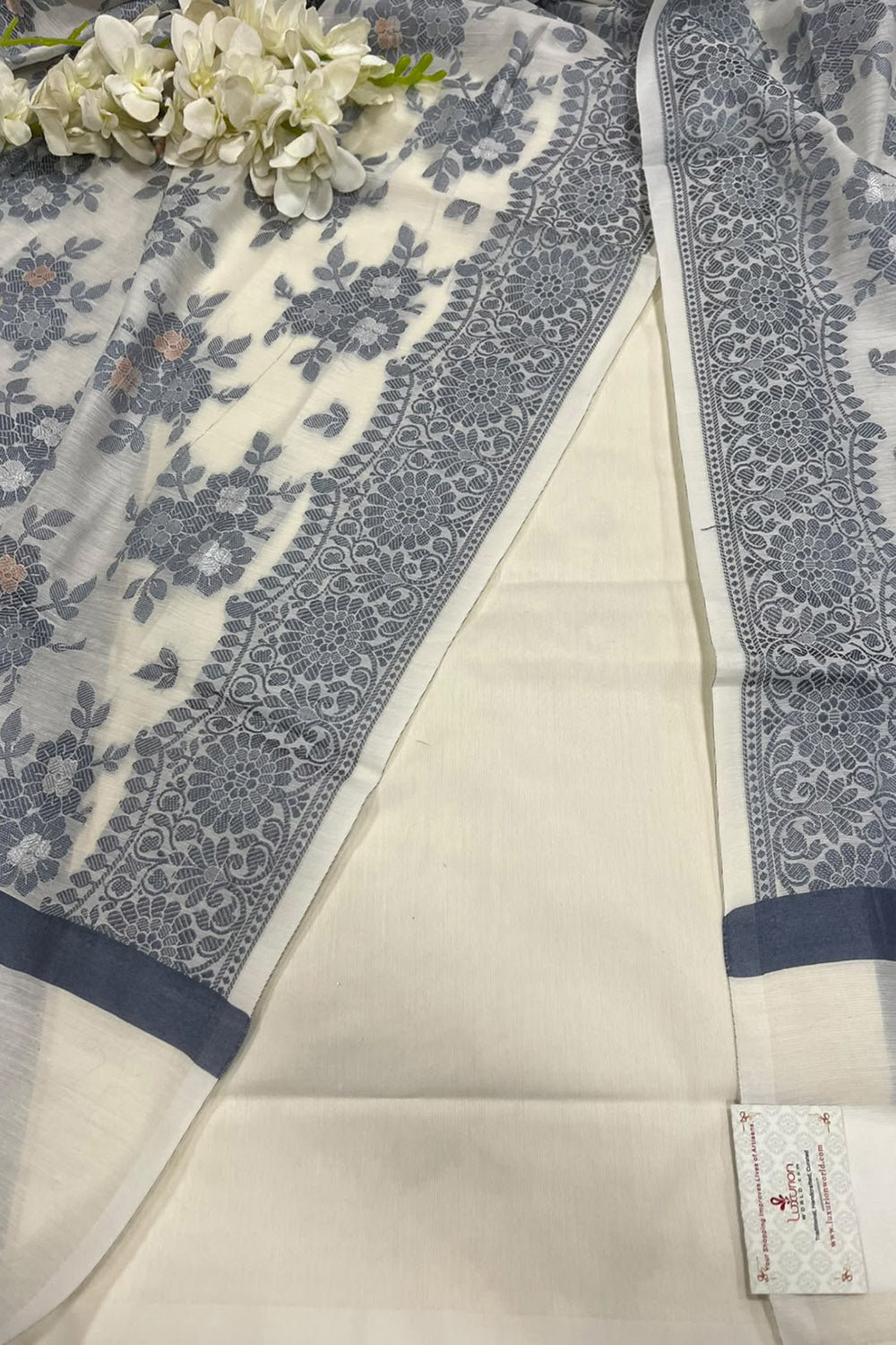 Pastel  Banarasi Cotton Silk Three Piece Unstitched Suit Set