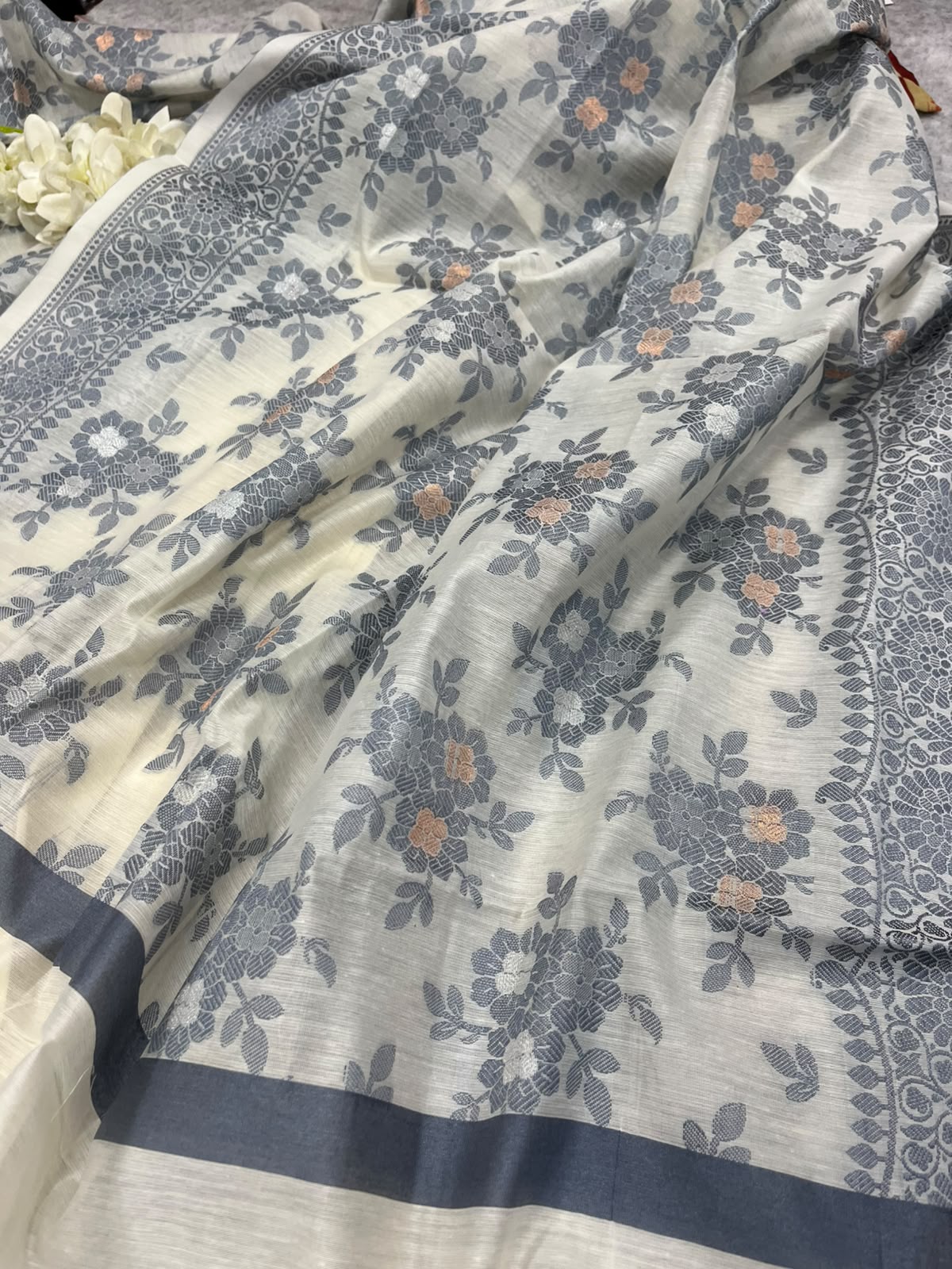 Pastel  Banarasi Cotton Silk Three Piece Unstitched Suit Set