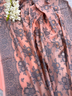 Peach Pink Banarasi Cotton Silk Three Piece Unstitched Suit Set