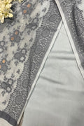 Grey Banarasi Cotton Silk Three Piece Unstitched Suit Set