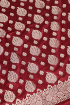 Elegant Maroon Banarasi Silk Satin Silk Three Piece Unstitch Suit Set - Luxurion World