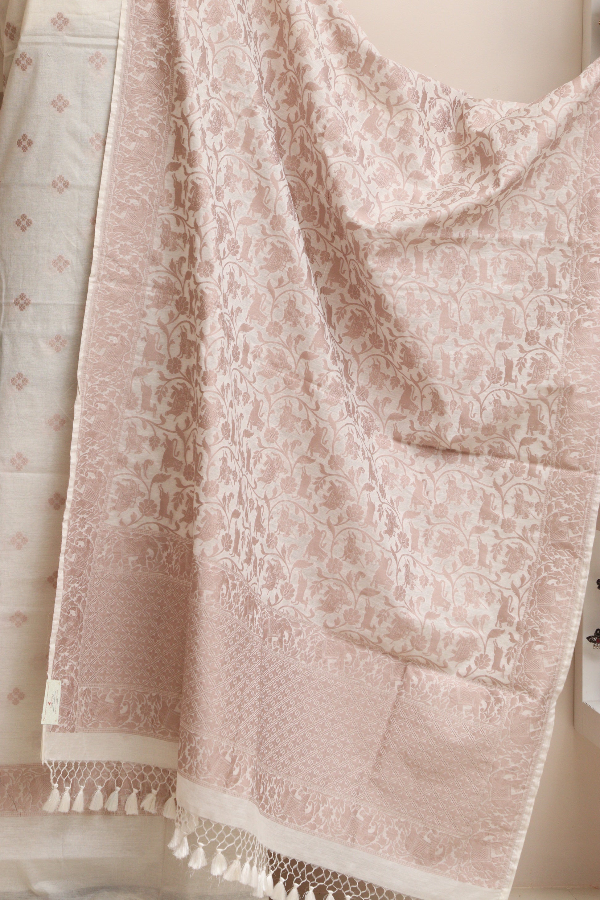 Stunning Dyeable Banarasi Cotton Shikargah Three Piece Unstitched Suit Set - Luxurion World