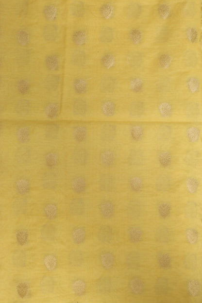 Yellow Banarasi Cotton Three Piece Unstitched Flower Design Suit Set - Luxurion World