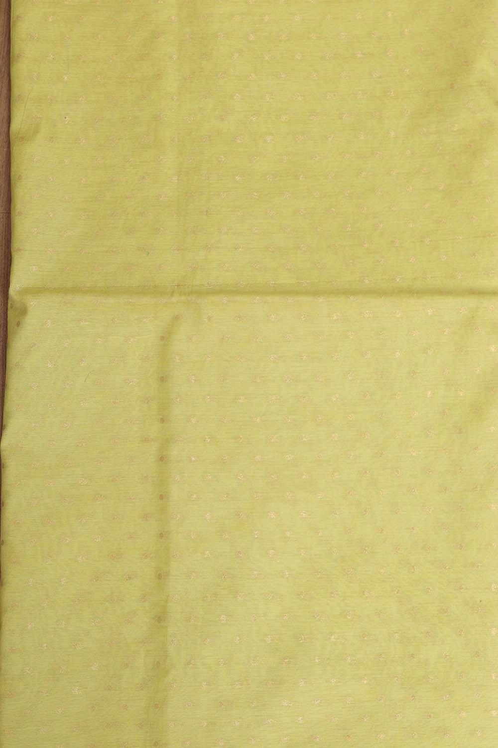 Green Banarasi Cotton Three Piece Unstitched Zig Zag Design Suit Set - Luxurion World