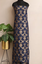 Blue Banarasi Cotton Three Piece Unstitched Sona Roopa Suit Set - Luxurion World