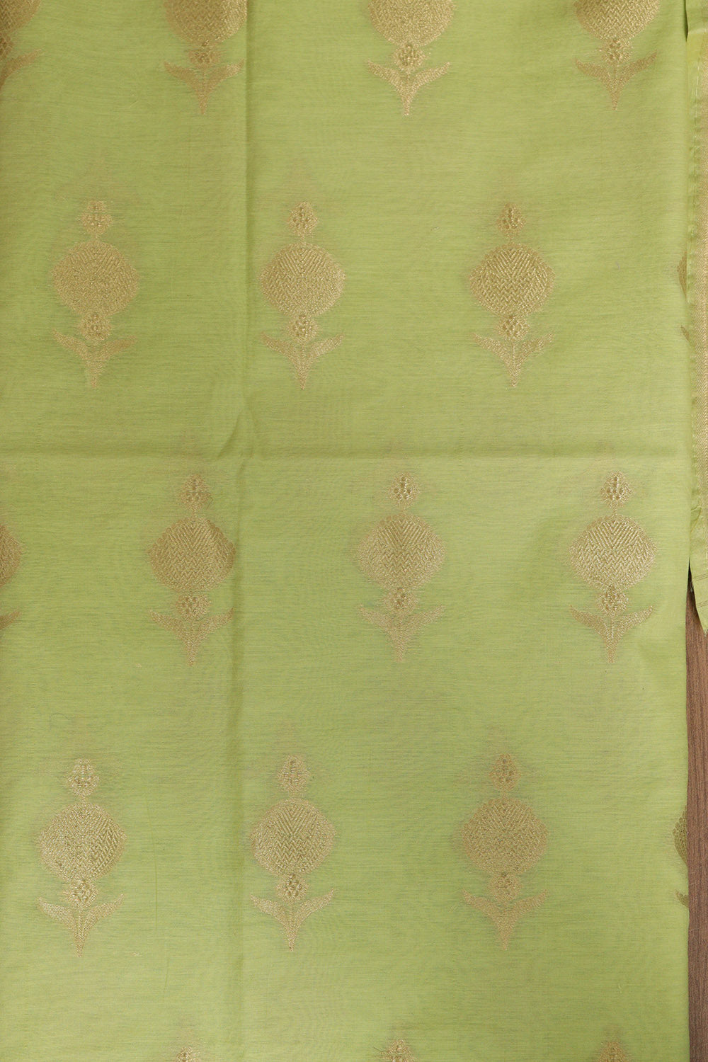 Green Banarasi Cotton Three Piece Unstitched Suit Set - Luxurion World