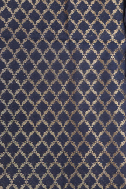 Blue Banarasi Cotton Three Piece Unstitched Suit Set - Luxurion World