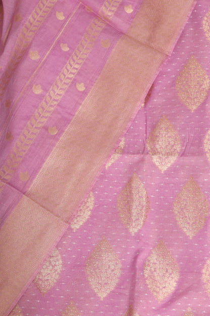 Purple Banarasi Cotton Three Piece Unstitched Suit Set - Luxurion World