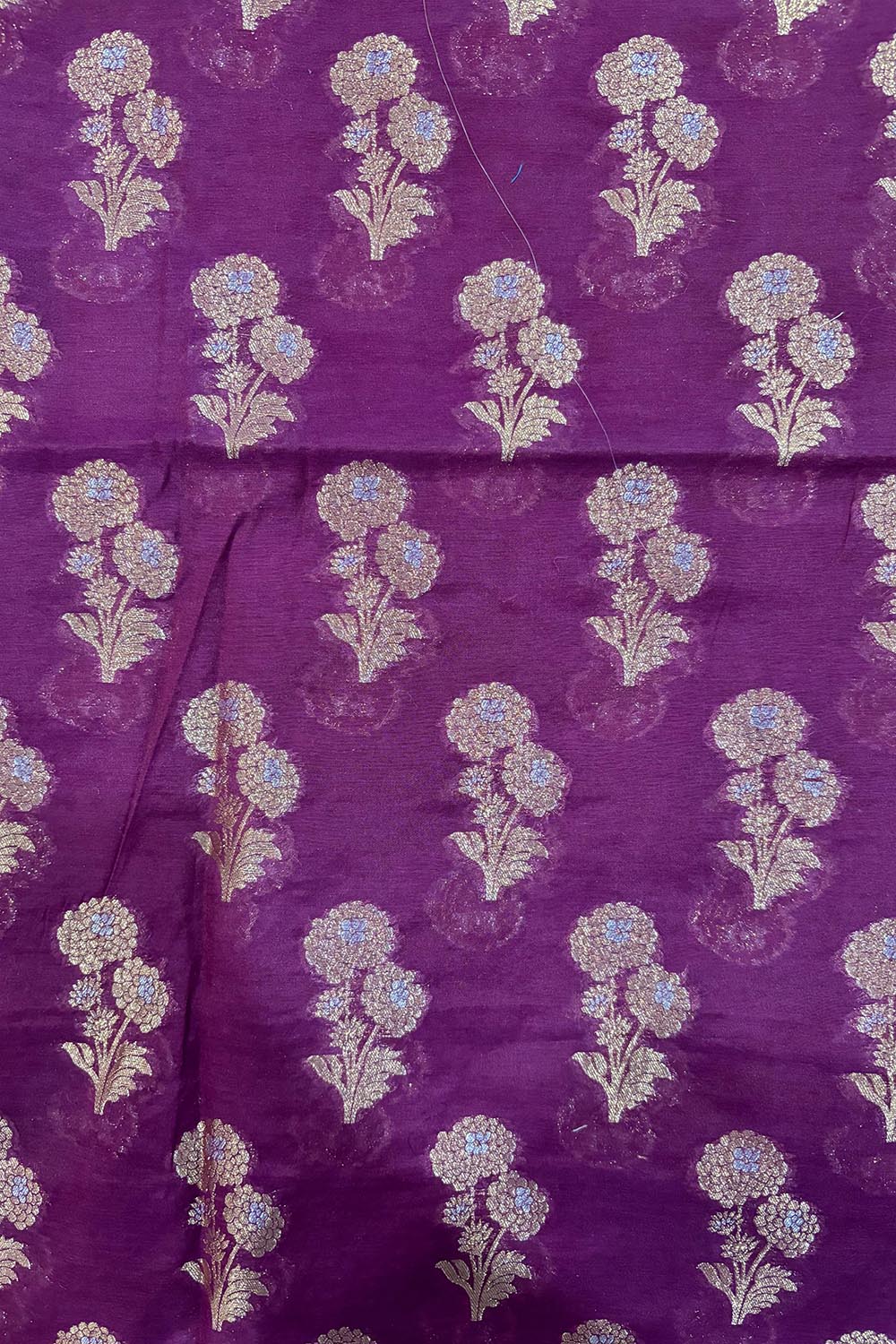 Stunning Purple Banarasi Cotton Three Piece Unstitched Suit Sona Roopa Flower Design Set - Luxurion World