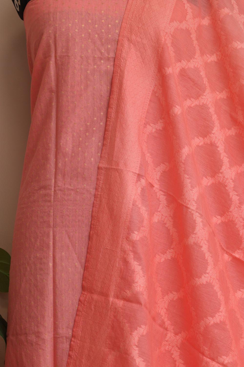 Pink Banarasi Cotton Three Piece Unstitched Suit Set - Luxurion World