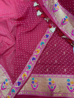 Red Banarasi Paithani Premium Cotton Three Piece Unstitched Suit Set - Luxurion World