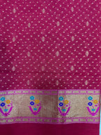 Red Banarasi Paithani Premium Cotton Three Piece Unstitched Suit Set - Luxurion World