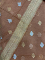 Brown Banarasi Premium Cotton Three Piece Unstitched Suit Set - Luxurion World