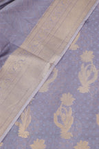 Purple Banarasi Premium Cotton Three Piece Unstitched Flower Design Suit Set - Luxurion World