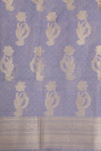Purple Banarasi Premium Cotton Three Piece Unstitched Flower Design Suit Set - Luxurion World