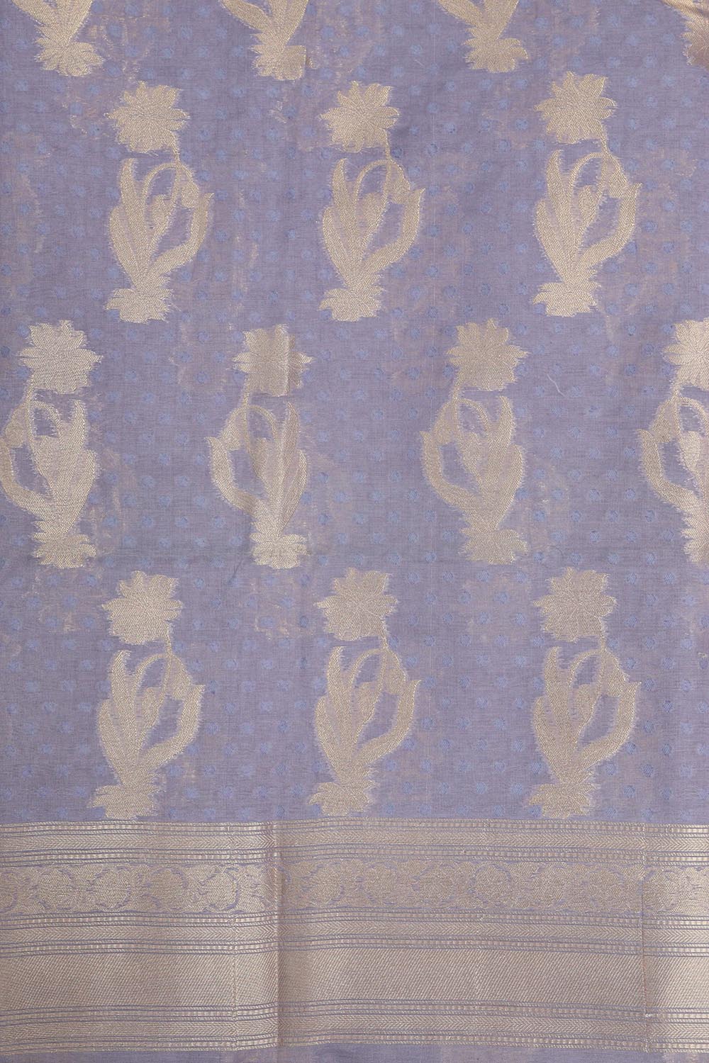 Purple Banarasi Premium Cotton Three Piece Unstitched Flower Design Suit Set - Luxurion World