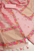 Pink Banarasi Cotton Silk Meenakari Three Piece Unstitched Suit Set - Luxurion World