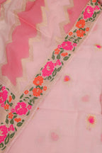 Pink Banarasi Cotton Silk Meenakari Three Piece Unstitched Suit Set - Luxurion World
