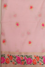 Pink Banarasi Cotton Silk Meenakari Three Piece Unstitched Suit Set - Luxurion World